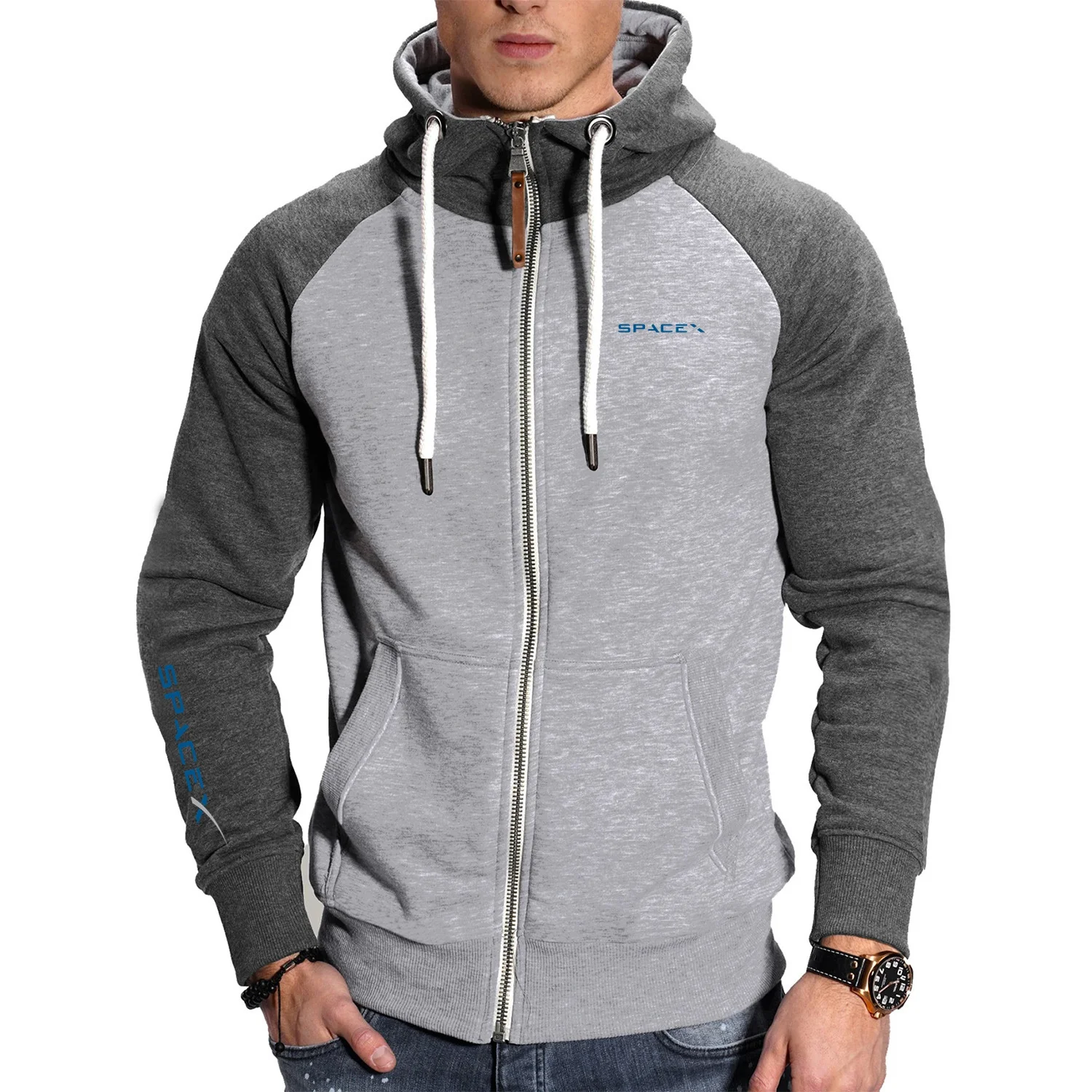 Casual com capuz streetwear casacos espaço x moletom dos homens de fitness esportes hoodies jaqueta spacex lã quente agasalhos