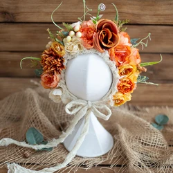 Newborn Flower Bonnet Photography Shoot Baby Girl Hat Photo Prop Newborn Photography Props Christmas Gift