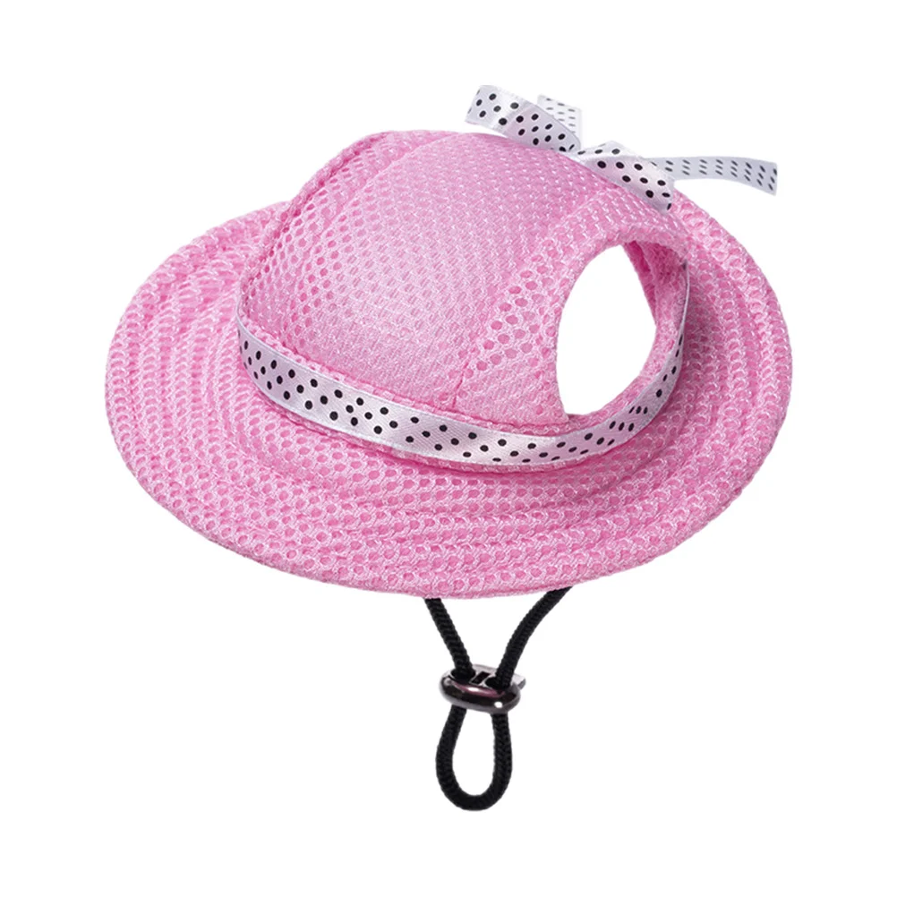 

Decorative Pet Hat Adjustable Dog Sun Protection Hat with Ear Holes Adorable Summer Outdoor Puppy Accessory for Travel Parties