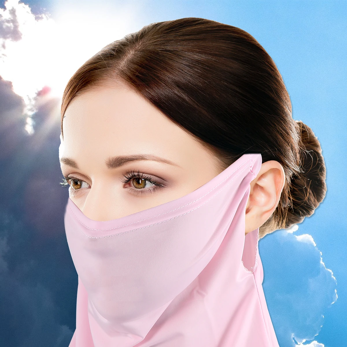 

2pcs Sunscreen Ice Silk Masks Comfortable Face Scarf Neck Gaiter Riding Cover Anti UV Dustproof Neckerchief Outdoor Headwear