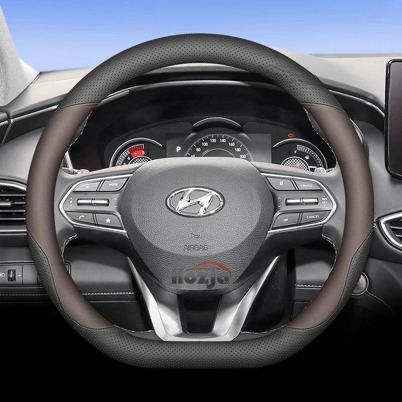 

Leather Car Steering Wheel Cover for Palisade Santafe Veloster H-1 Sonata N Line SEL Tucson HB20 Aslan Staria Bayon Accessories
