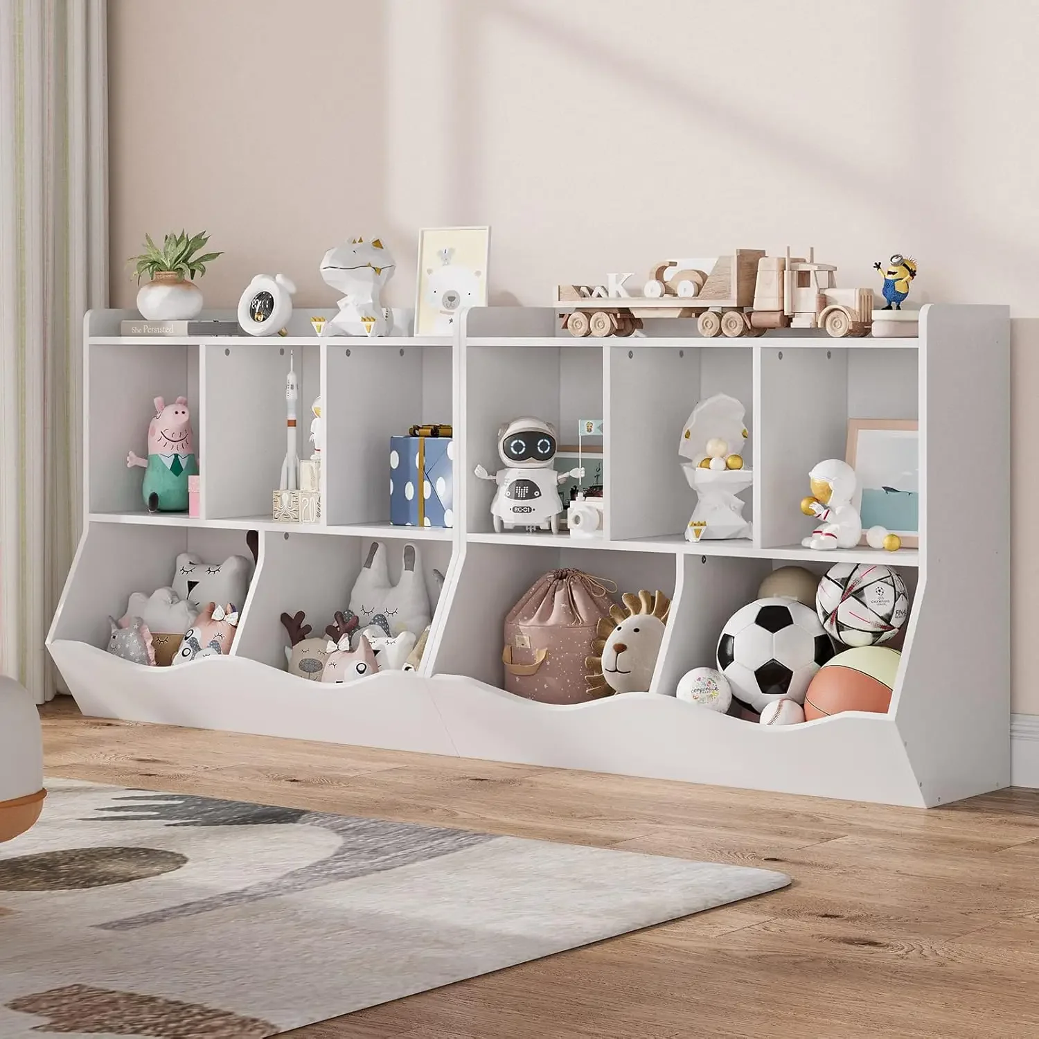 Bibliothèque de rangement de jouets pour enfants, étagère multiple avec armoire d'évaluation Cubby pour garçons et filles, salle de jeux, couloir, maternelle