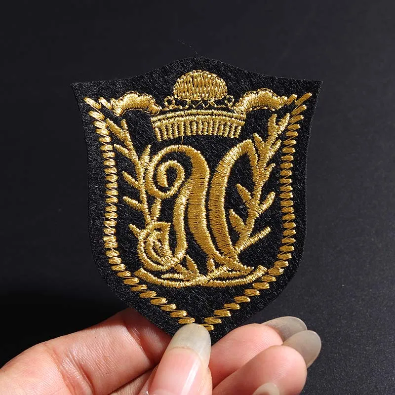 Golden epaulet Size:6.8*5.9cm Patch for Clothing Iron on Embroidered Sew Applique Cute Fabric Badge DIY Apparel Accessories