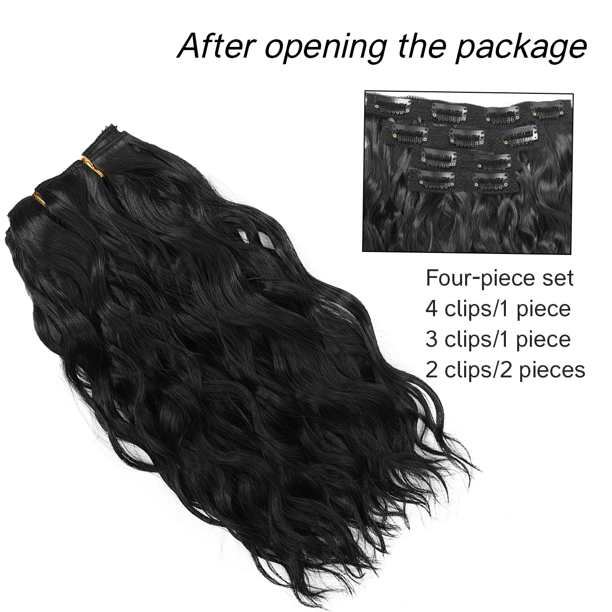 4-piece Set Synthetic Water Ripple Hair Extension Clip In Woman\'s Hair Soft Natural Curly Fashion Hair Accessories