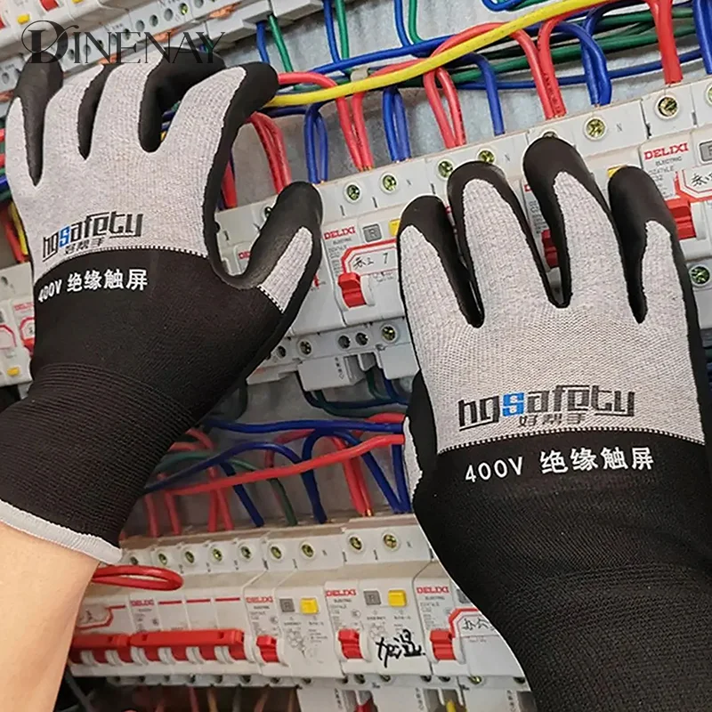 Guantes aislantes ultrafinos para electricista, resistentes al voltaje, 400V/500V, guante de aislamiento de goma para pantalla táctil, Industrial