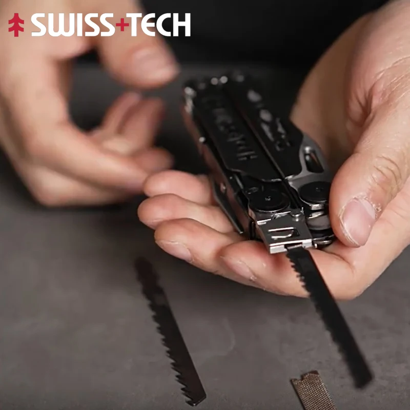 SWISS TECH 37 In 1 Multi-tool Pliers Scissors Replaceable Saw Blade EDC Outdoor Camping Survival Gear Folding Multi Tool
