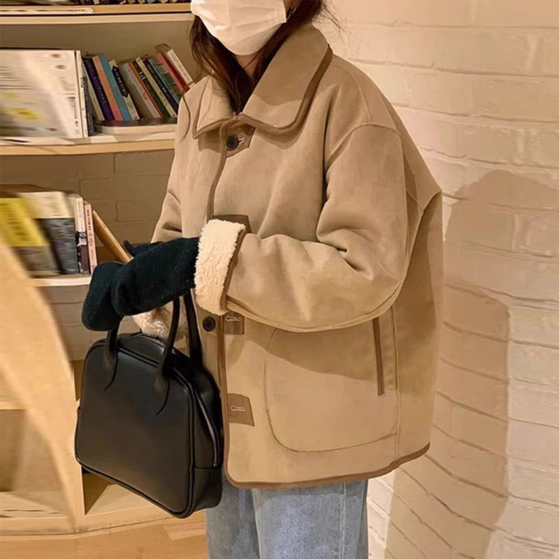 

Куртка из овечьей шерсти, женская корейская куртка для климата, много внешних гламурных тяжелых сотовых материалов, красивая сетка Kpop, макет из двух частей, авиатор, деньги