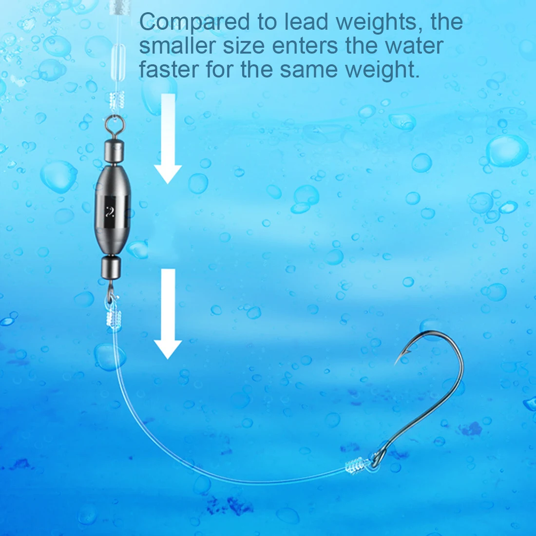 FishTrip 1~10Pcs Fishing Weight Sinkers with Rolling Swivel Stainless Steel for Drop & Bottom, Fishing Line & Lure Connect