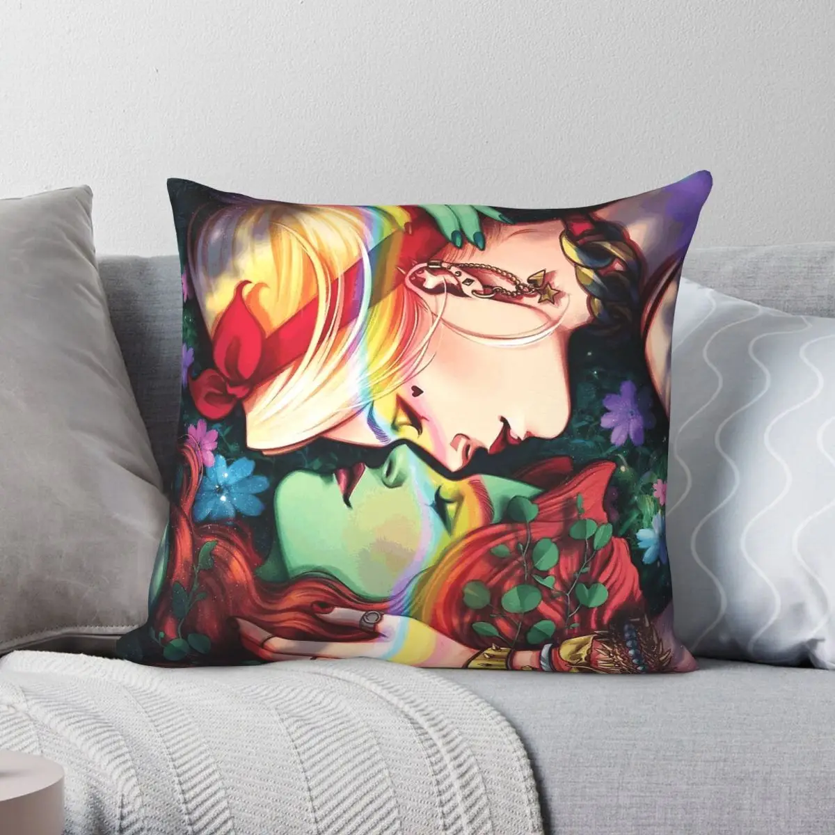 Pride Characters Lesbian Pillowcase Polyester Linen Velvet Pattern Zip Decorative Throw Pillow Case Sofa Seater Cushion Cover