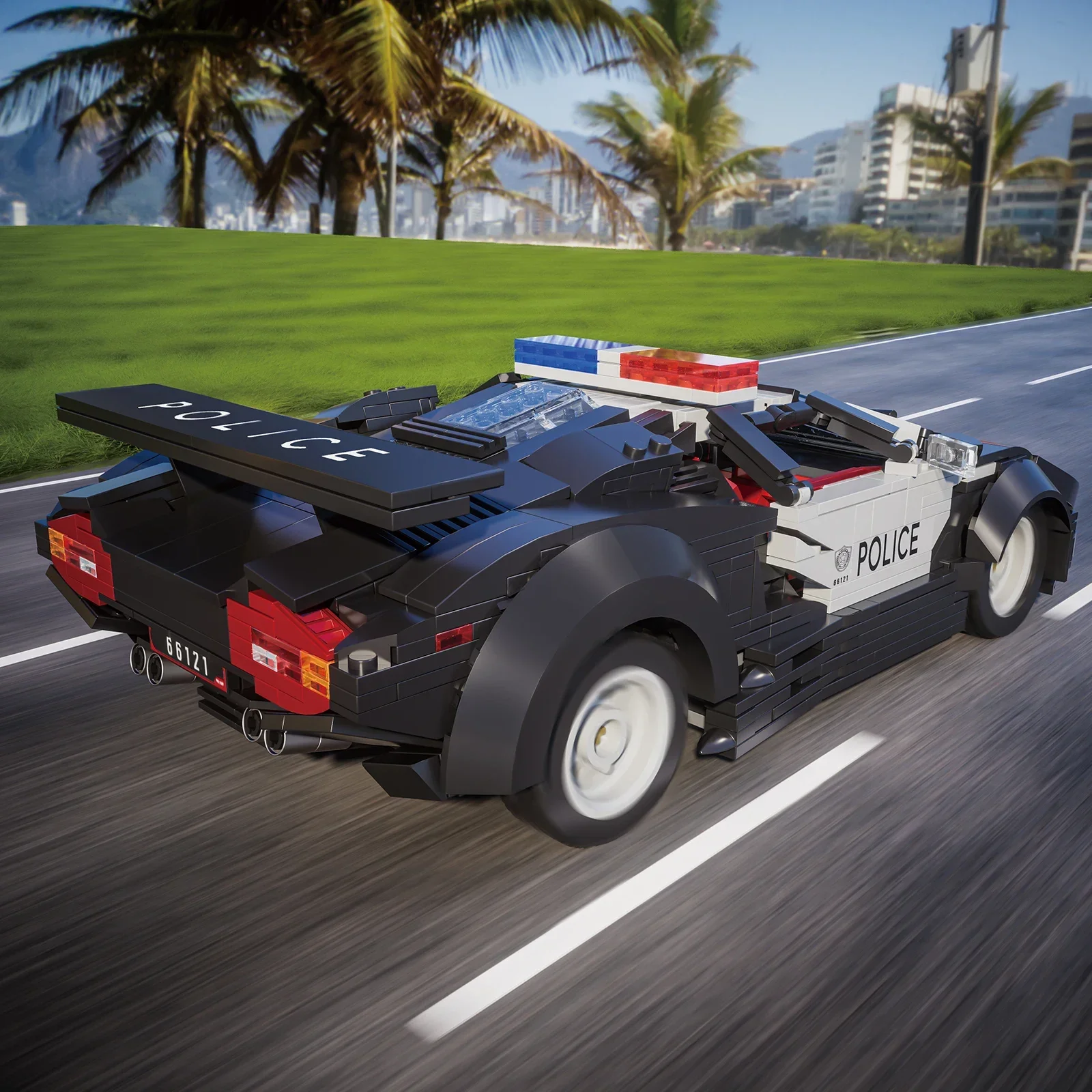 1383 個警察テクニカルレーシングカービルディングブロック市スポーツカーモデルレンガデスクトップ装飾品子供の知育玩具ギフト