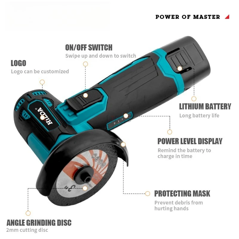 

Бытовая ручная угловая шлифовальная машина 12 В, перезаряжаемая мини-полировальная машина с литиевой батареей, бесщеточная электрическая алмазная шлифовальная машина