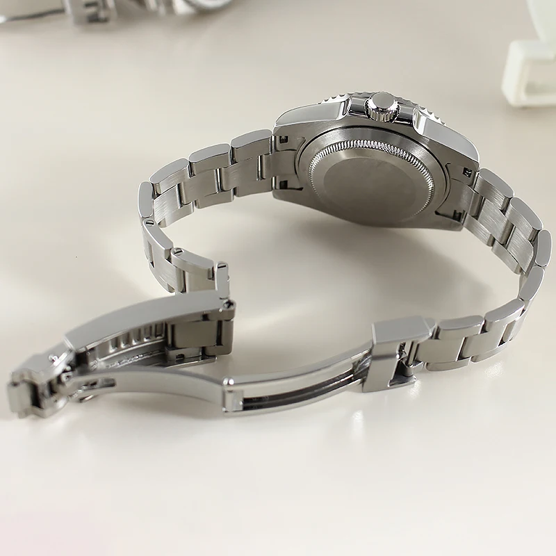 40 مللي متر ل NH35 NH36 8215 Eta2824 PT5000 حركة NH35A ساعة غوص فضي YACHT حافظة الياقوت الزجاج المحار حزام السيراميك الحافة