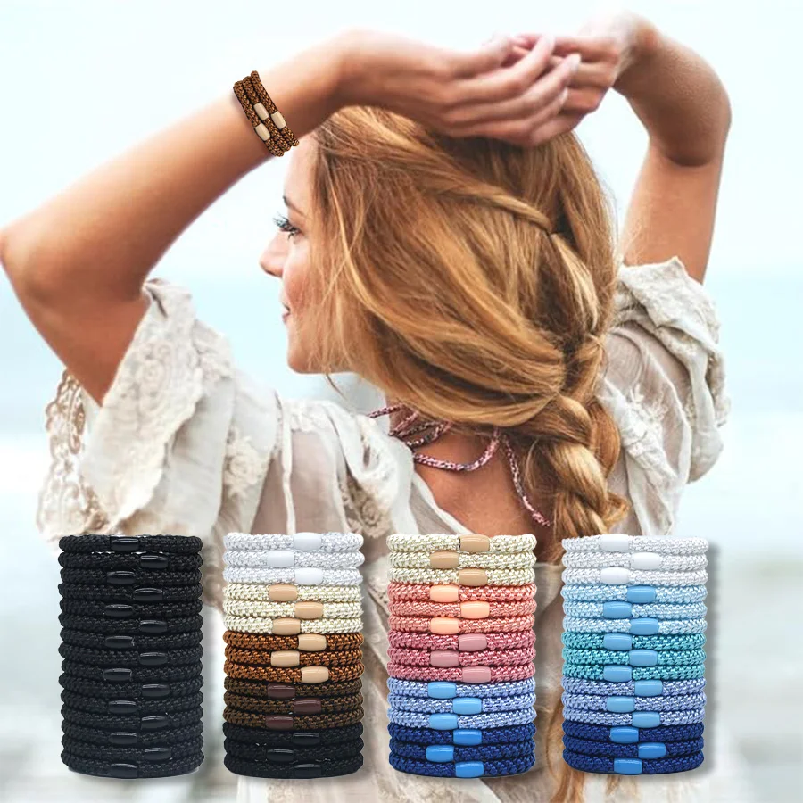 Hair Ties for Girls Women,  15 Pcs Elastics Hair Bands Ponytail Holders for Thick Hair, No Damage No Crease Hair Elastics