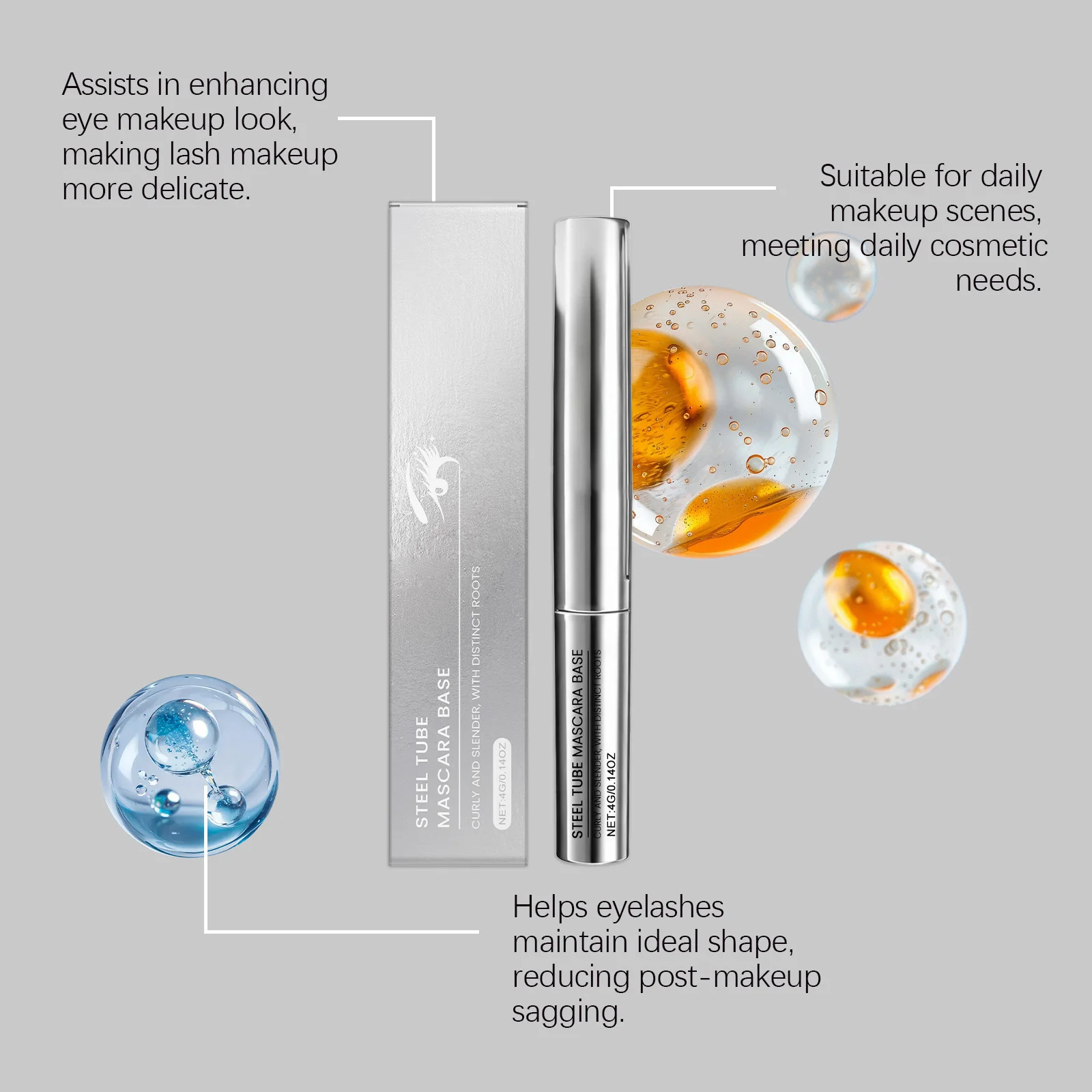 Wimpern-Mascara-Grundierung, natürliches Curling, Verlängerung, voluminös, dick, vollere Wimpernverlängerung, langlebige Augen-Make-up-Kosmetik