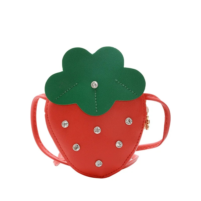 Mode Meisje Schattig Fruit Aardbei Schoudertas Kinderen PU Leer Prinses Portemonnee Uit Dress Up Crossbody Tas