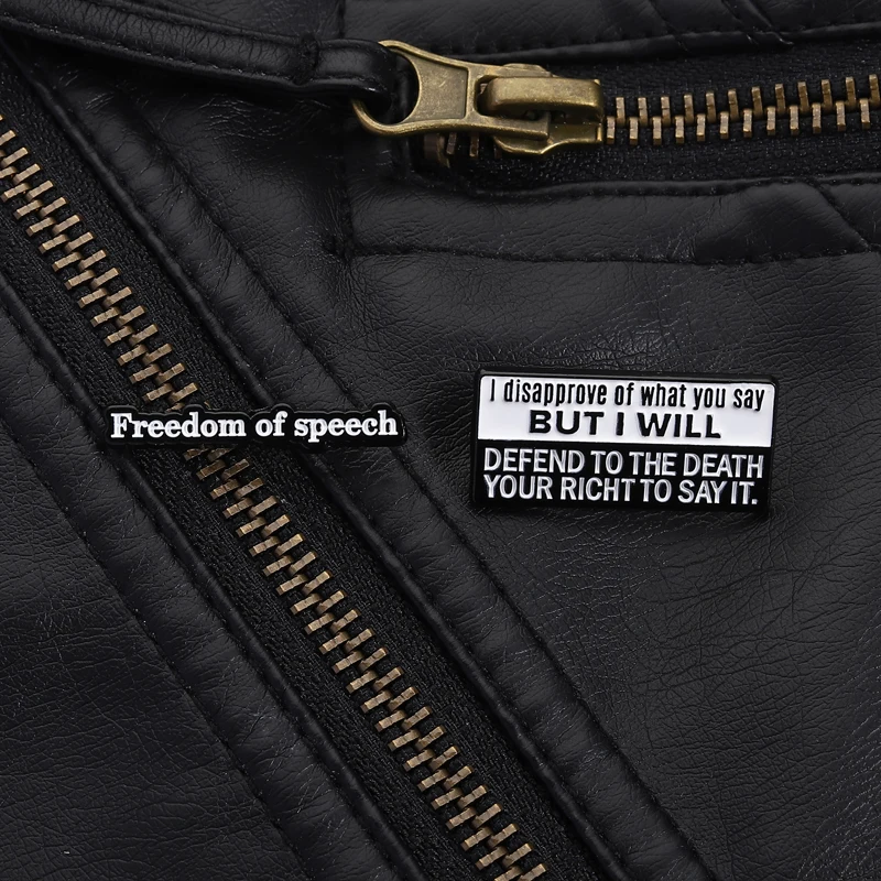Free Speech Pin Bold Typography Style Freedom Of Speech I Disapprove Quote For Civil Rights Supporters Bag Jacket