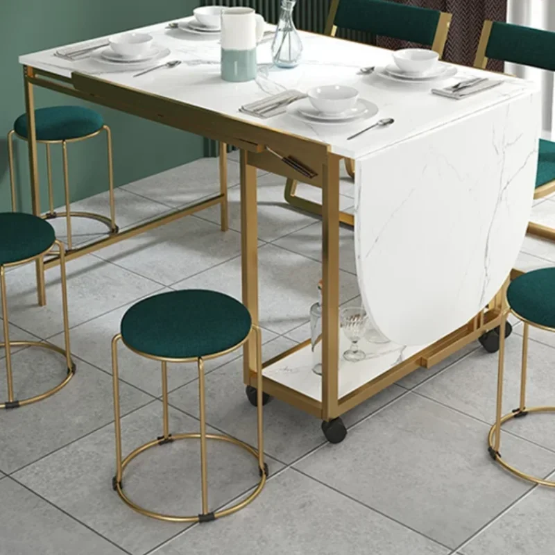 Customize Small Unit Dining Table Foldable Edge Cabinet Household Deformation Island Kitchen Table Elegant Luxury Home Furniture