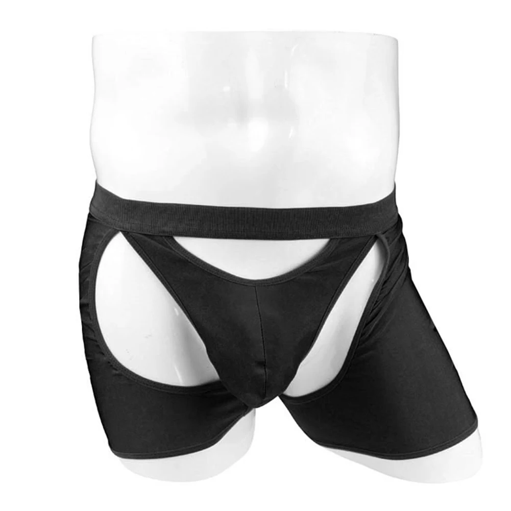 Sexy Men Open Crotch Underwear Erotic Panties Male Hollow Out Undepants Mid Waist Penis Pouch Boxer Briefs Knickers