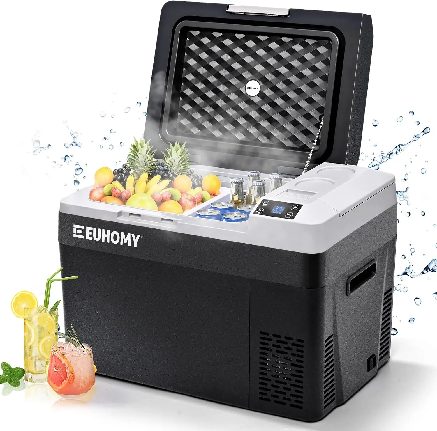 31QT 12V Electric Cooler Refrigerator with Usable Battery, -4°F to 68°F Temperature Range