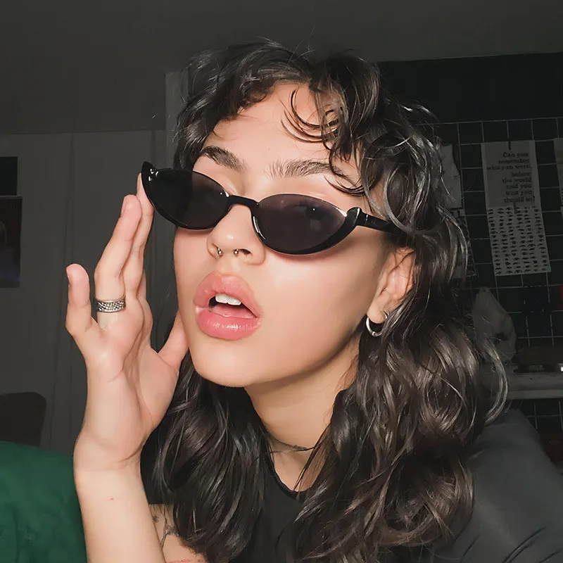 Vintage Small Cat Eye Sunglasses for Women Trendy Half-frame Sun Glasses Fashion Design Female Outdoor Shades Eyewear UV400