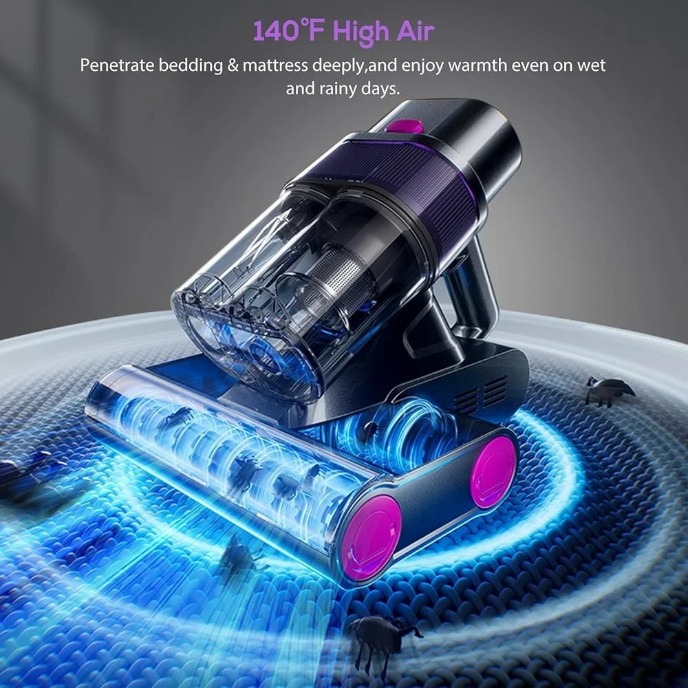 UV Mattress Vacuum Cleaner 16Kpa Suction HEPA Filter Dual Dust Cups Handheld 500W Powerful Bed Vacuum Lightweight Easy Operation