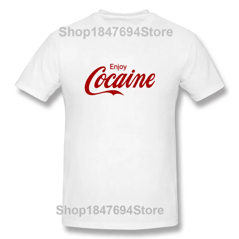 Enjoy Cocaine T-Shirt Fashion Funny Birthday Cotton Short Sleeves T Shirts Causal O-neck Tops Tees Hip Hop