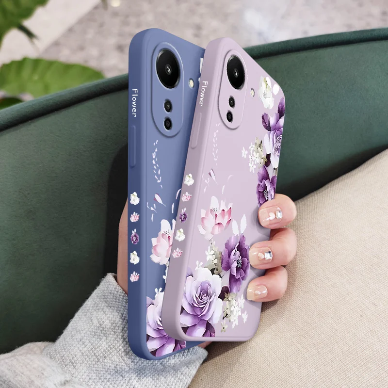 Beautiful Peony Phone Case For Xiaomi Redmi 13 13C 12 12C 10 10C 10A 9 9T 9A 4G 5G Liquid Silicone Cover