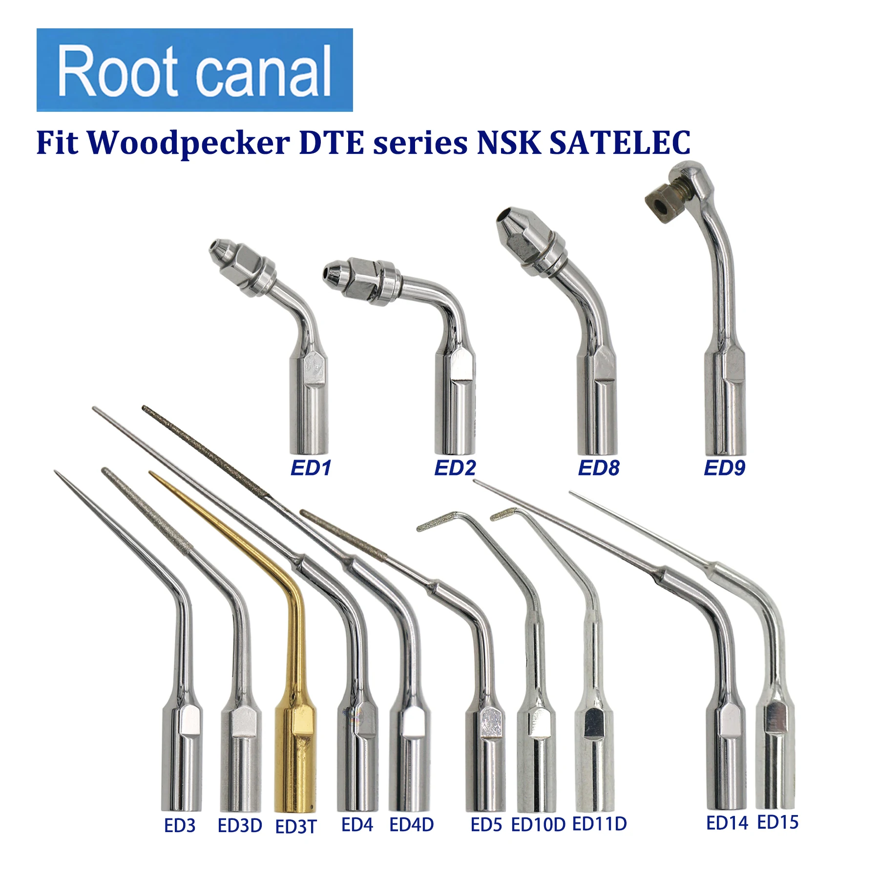 NSK SATELEC Woodpecker DTE Series Fit Dental Ultrasonic Scaler Root Canal Tip Endodontic Tips ED1 ED2 ED3 ED4 ED8 ED9 ED14