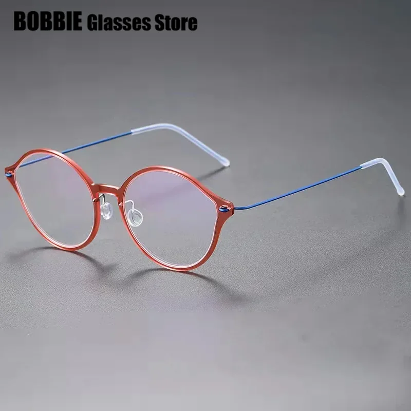 Denmark Brand Titanium Acetate Glasses Frame Women Ultralight Retro Round Cat Men Eyeglasses Optical Myopia Reading Eyewear 6558