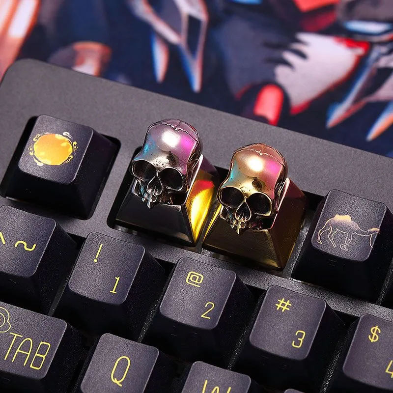 

Pure Copper Skull Theme Keycaps Set Metal Niche Personality Custom Original Handmade Keycaps for Mechanical Keyboard Accessories