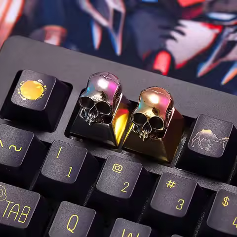 Pure Copper Skull Theme Keycaps Set Metal Niche Personality Custom Original Handmade Keycaps for Mechanical Keyboard Accessories