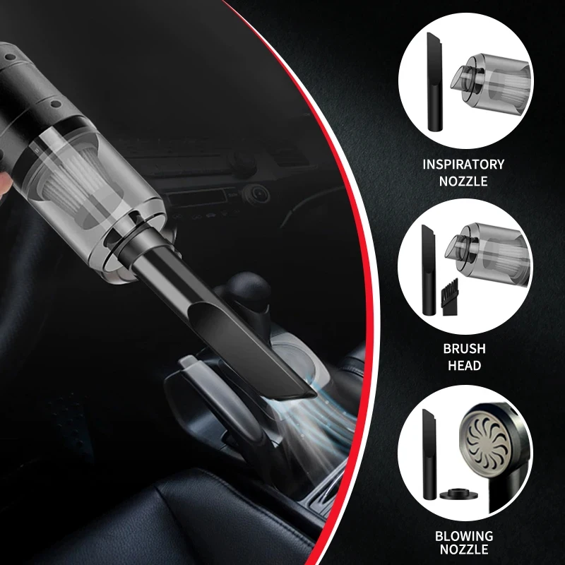 Aspiradora inalámbrica portátil mini para coche, multifuncional, recargable, de mano, dos en uno, para coche y hogar, muy vendida.