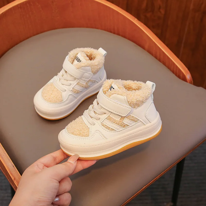 2023 Girls Cotton Shoes Children Plush Thickened Anti-skid Shoes Boys Warm Sports Shoes Baby Soft Comfortable Winter Sneakers