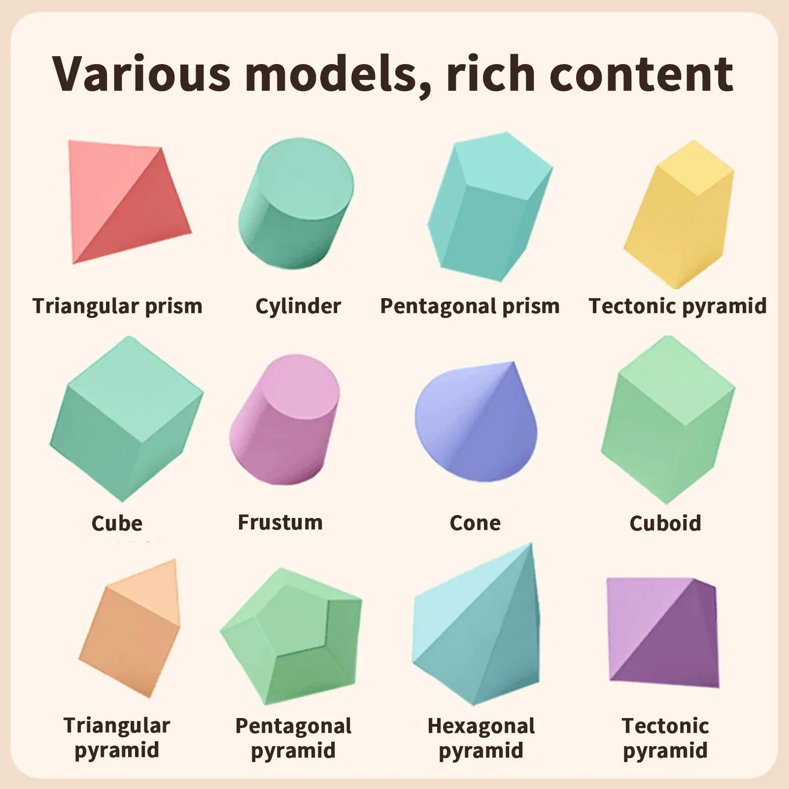Kit matematico con geometria 3D con 12 modelli Giocattolo interattivo a forma di corda per aula e risorsa didattica per bambini dai 6 ai 12 anni