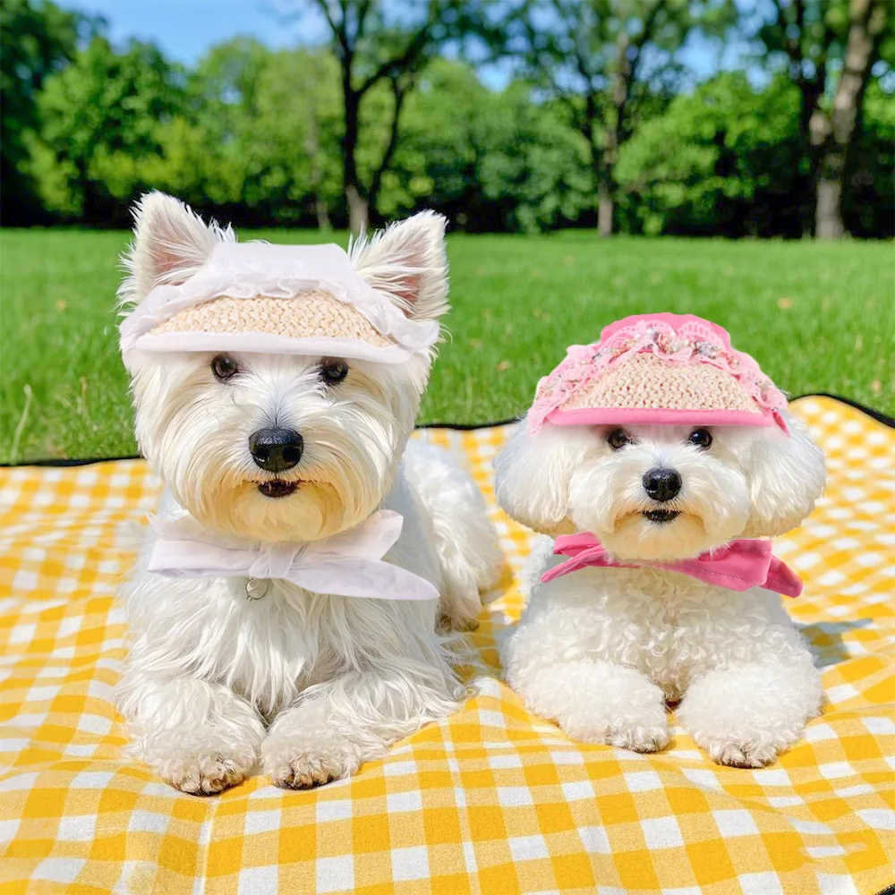 

Adjustable Sunproof Dog Baseball Cap Outdoor Cute Bowknot Strap Pet Cat Sun Hat Ear Breathable Holes Puppy Headwear Pet Supplies