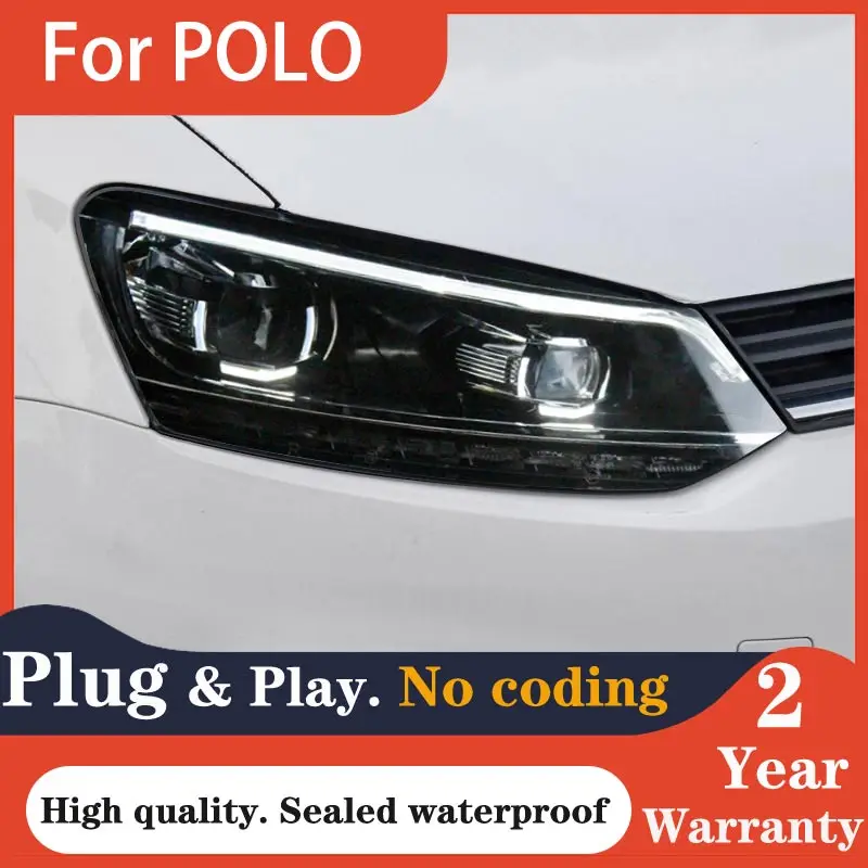 Head Lamp for VW Polo LED Headlight 2011-2018 Headlights POLO DRL Turn Signal High Beam Angel Eye Projector Lens