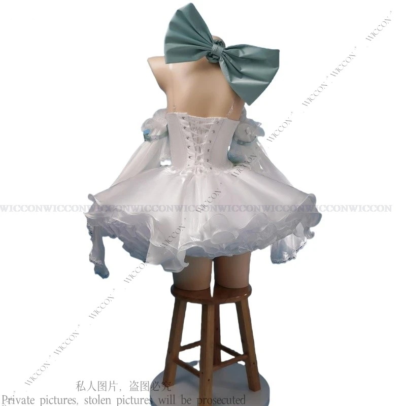 Lynette cosplay traje jogo genshin impacto pátio do anjo vestido branco ballet bonito fontaine peruca lolita mágico lynette conjunto