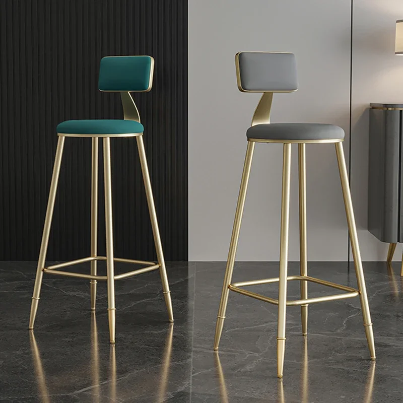 Nordic High Bar Stool Modern Simple Light Luxury Chair with Backrest for Home Front Desk Cashier Elegant Seating Option Stylish