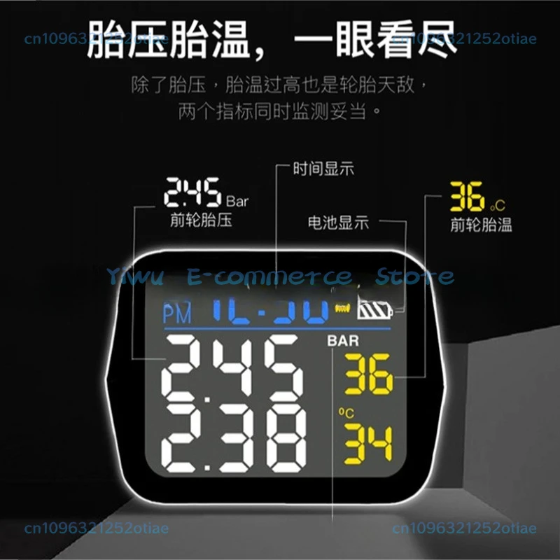 Motorcycle Tire Pressure Monitor Electric Vehicle Detector Wireless Detection System Mini Portable