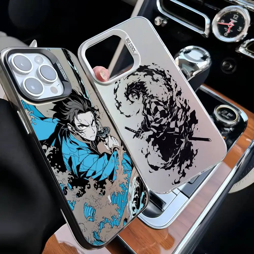 

Japan Anime Demon Slayer Phone Case For iPhone 16,15,14,13,12,11,Mini,Pro,MAX Black Matte Shockproof Cover