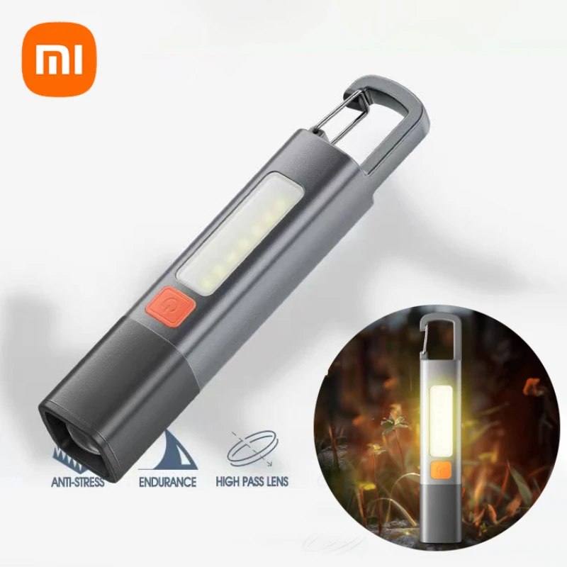 New Xiaomi Outdoor Flashlight Portable Strong Light Variable Focus with Floodlight Side Light Long Range Rechargeable Flashlight