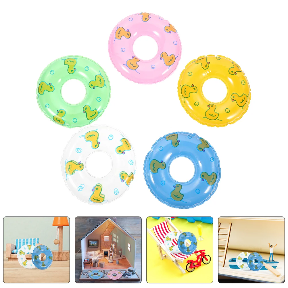 

20 Pcs Mini Swim Ring Infant Bath Toys House Props Cartoon Swimming Rings Models Tiny Pvc Decoration Baby Adorable Miniature