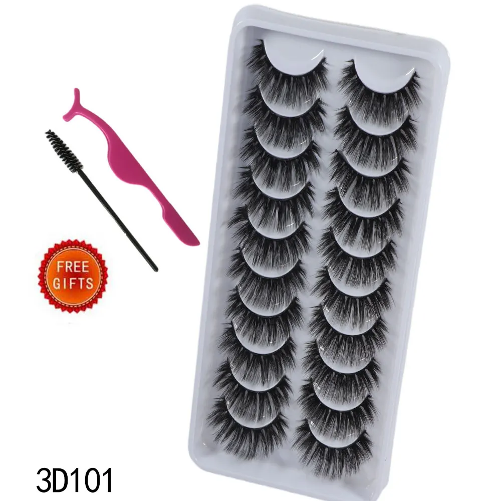 10pairs 3D Faux Mink Lashes Natural False Eyelashes Dramatic Fluffy Fake Lashes Makeup Eyelash Extension Eyelashes