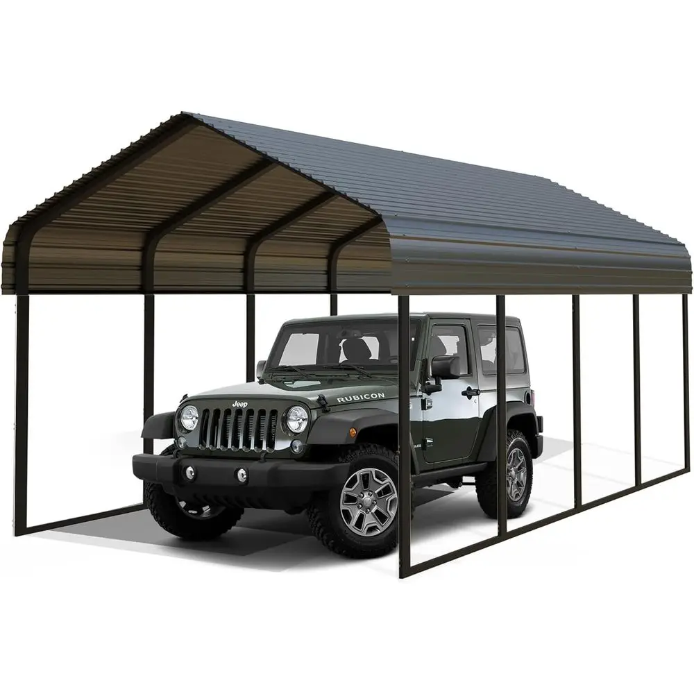 

Металлический навес для автомобиля 10x20 футов, усиленный, с оцинкованным стальным покрытием – всепогодный переносной гараж-укрытие для автомобилей, лодок и другой техники