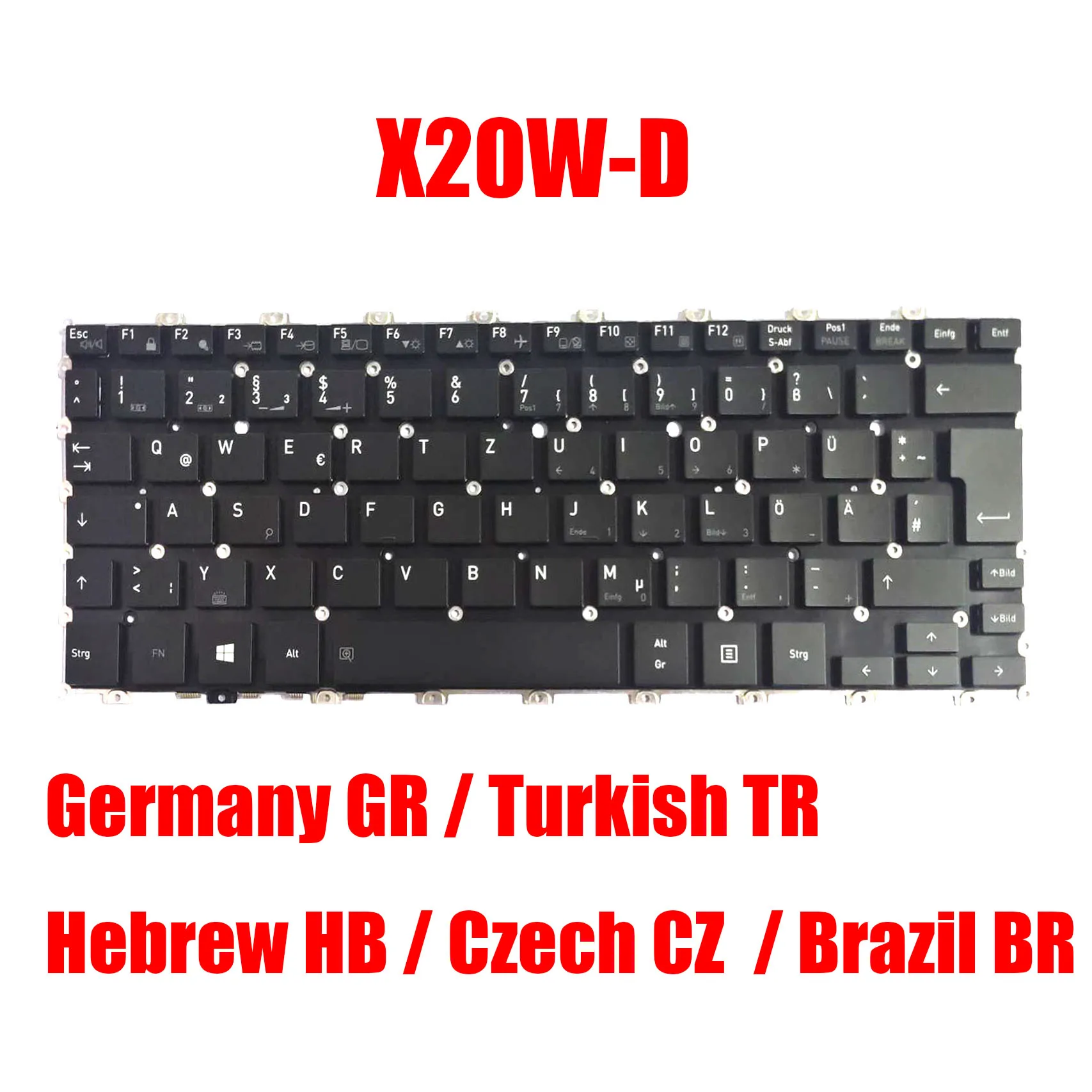 GR TR HB CZ BR Laptop Keyboard For Toshiba For Portege X20W-D Germany Turkey Czech Brazilian Black Without Frame New