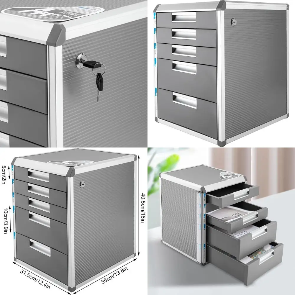 

Executive Office File Cabinet Organizer, 5-Drawer Desktop Storage with Labeled Sections, 12.4x13.8x16 for Office Documents