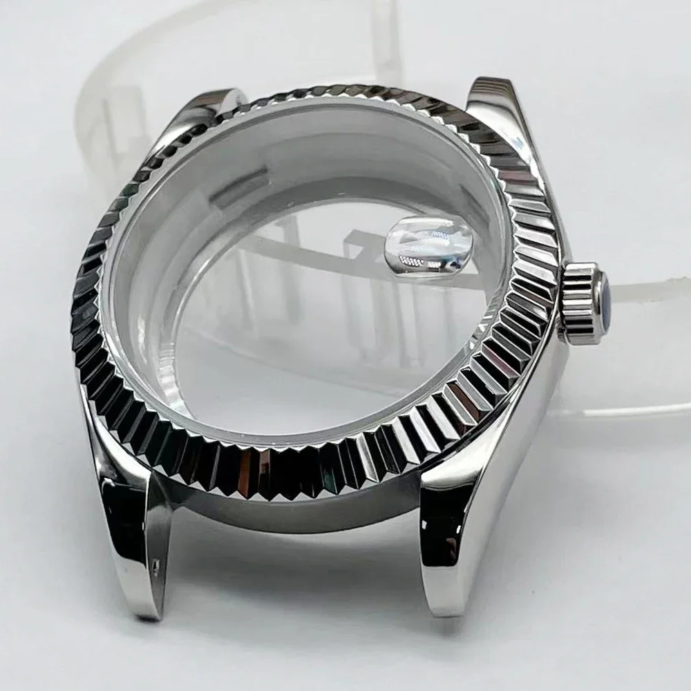 41mm for NH35 Movement Solid 316L Stainless Steel Watchcase Sapphire Crystal Watch With Calendar Window Fit dial 30mm-31.5mm