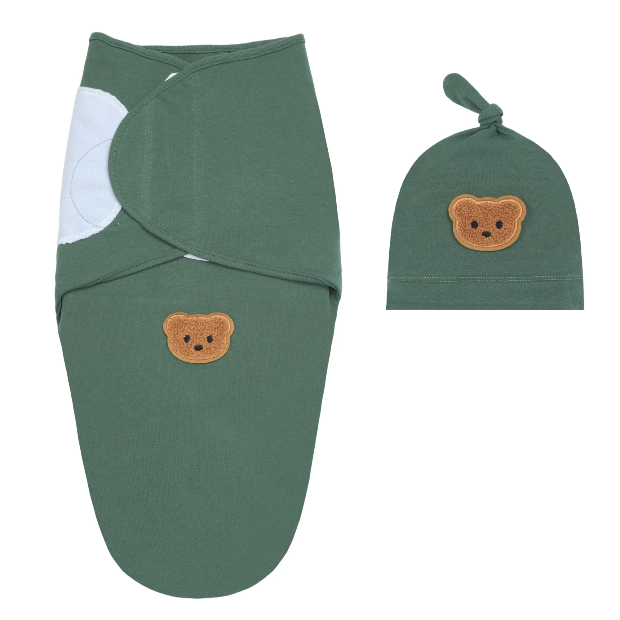 

Мягкое хлопковое одеяло-пеленка для новорожденных, однотонное, с шапочкой, 1 комплект, дышащее, для весны, лета и осени