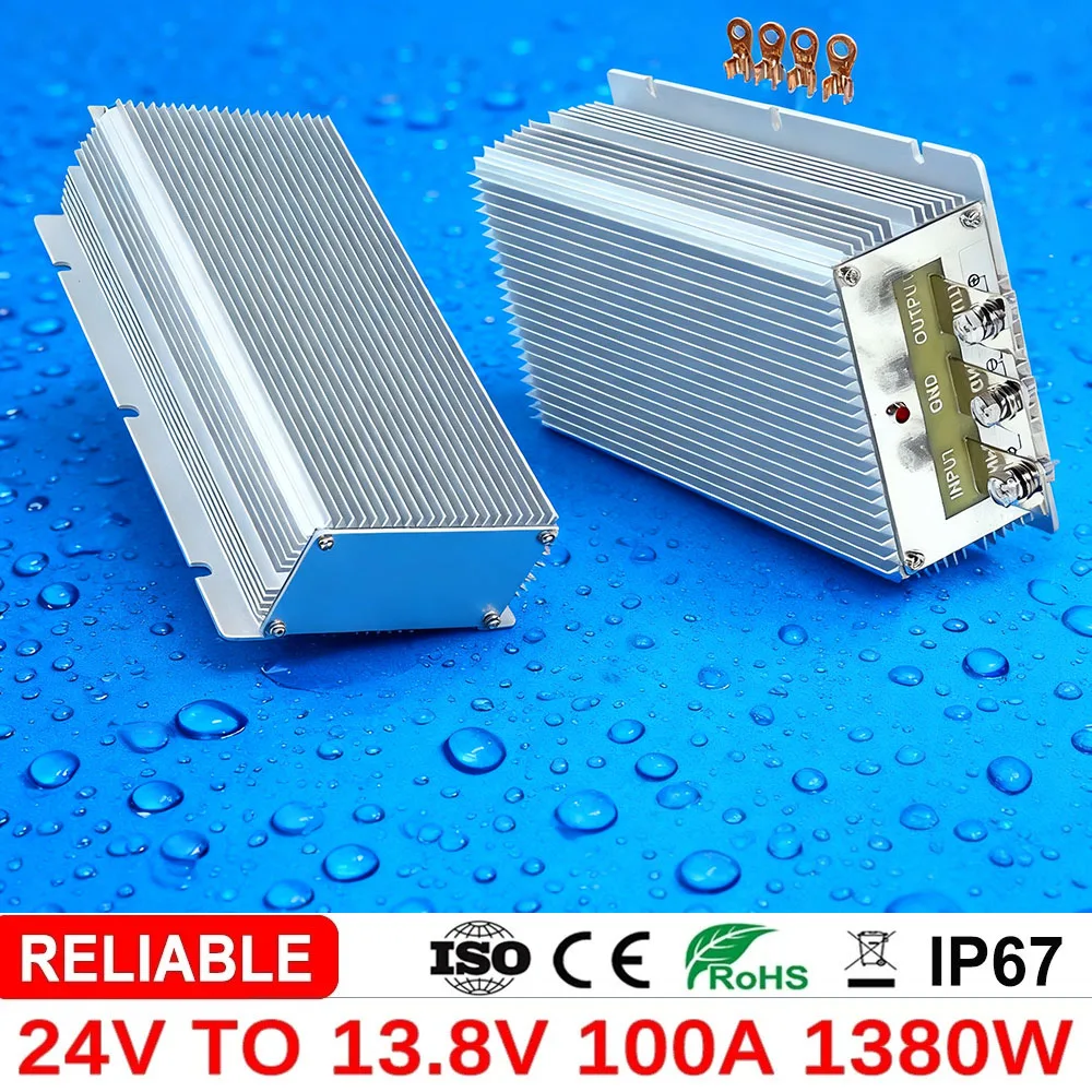 24V to 13.8V 100A 80A Voltage Regulator 24V-13.8V DC DC Step Down Converter DC-DC Buck Module  for Cars Boats Solar System