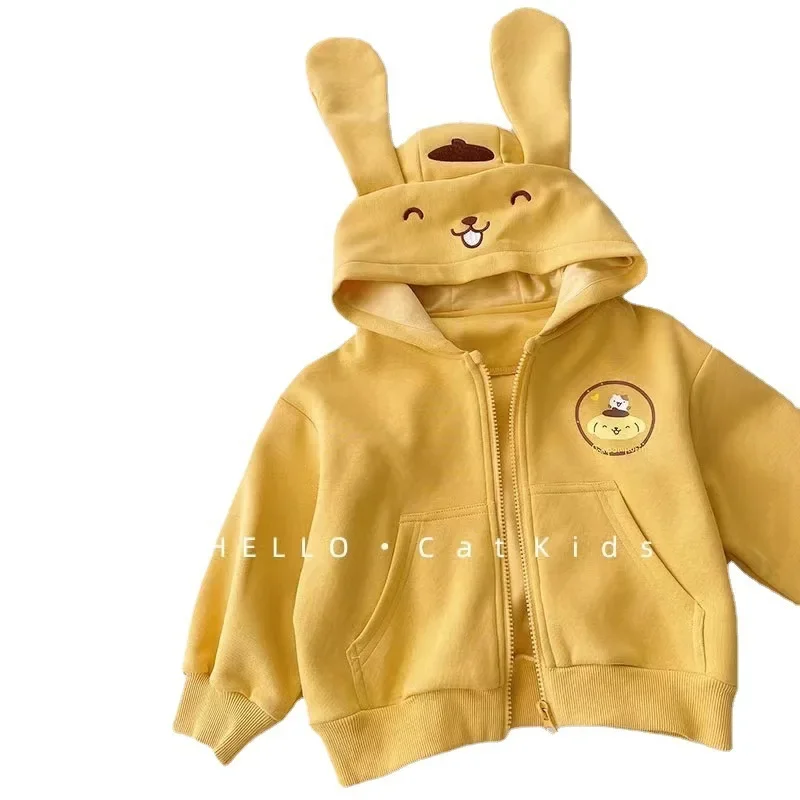 Sudaderas con capucha de dibujos animados para niños, chaquetas con estampado 3D, sudadera con cremallera para niños, sudaderas con capucha Kawaii, moda para niños, Cinnamoroll Kuromi